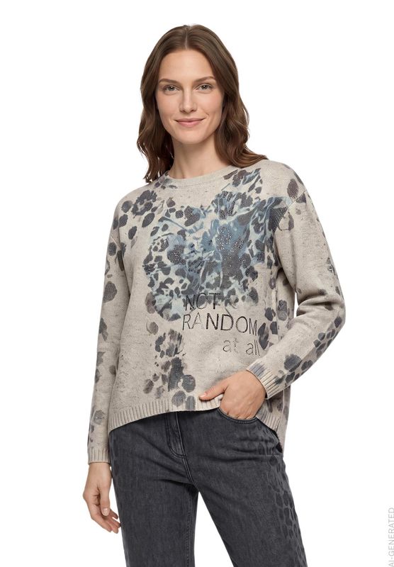 Betty Barclay Strickpullover Kurz 1/1 Arm Beige/Petrol 55132054