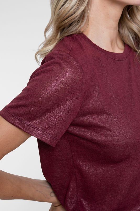 Geisha T-shirt round neck foil burgundy 62561-41