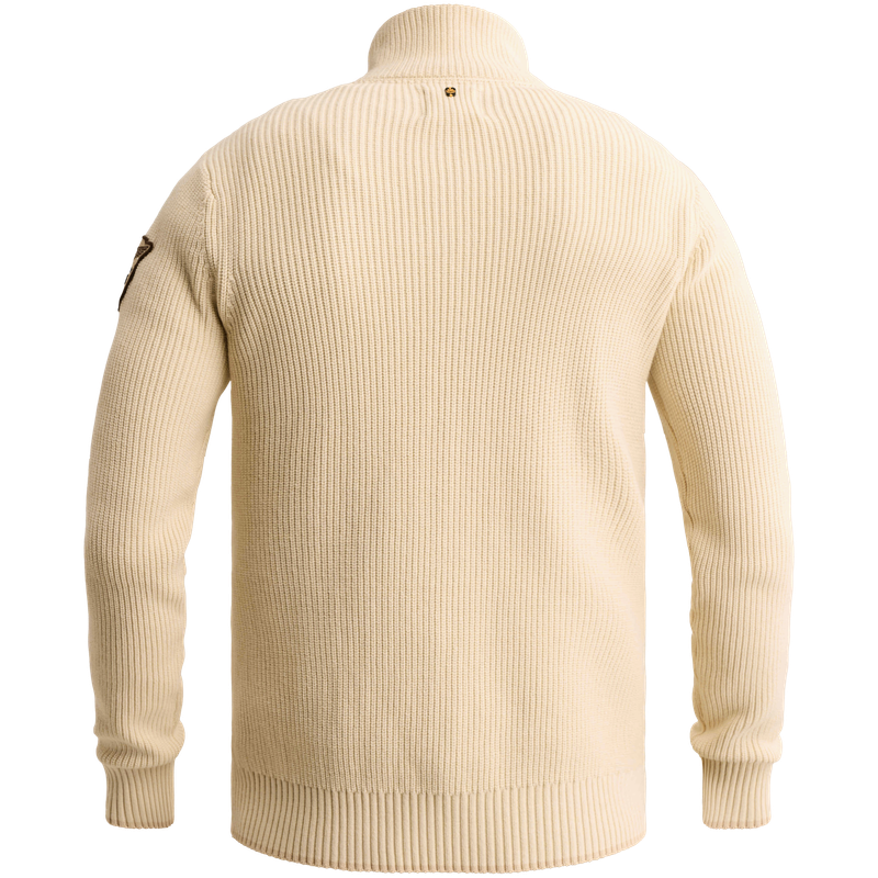 PME Legend Half zip collar cotton mix yarn Bone White PKW2609325