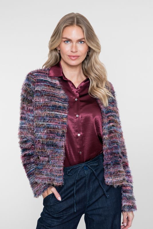 Geisha Vest stripes hairy burgundy 64500-10