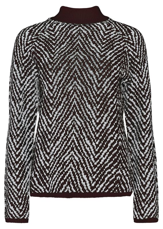 Bloomings Mock neck pullover jacquard Brown SLK456-9092