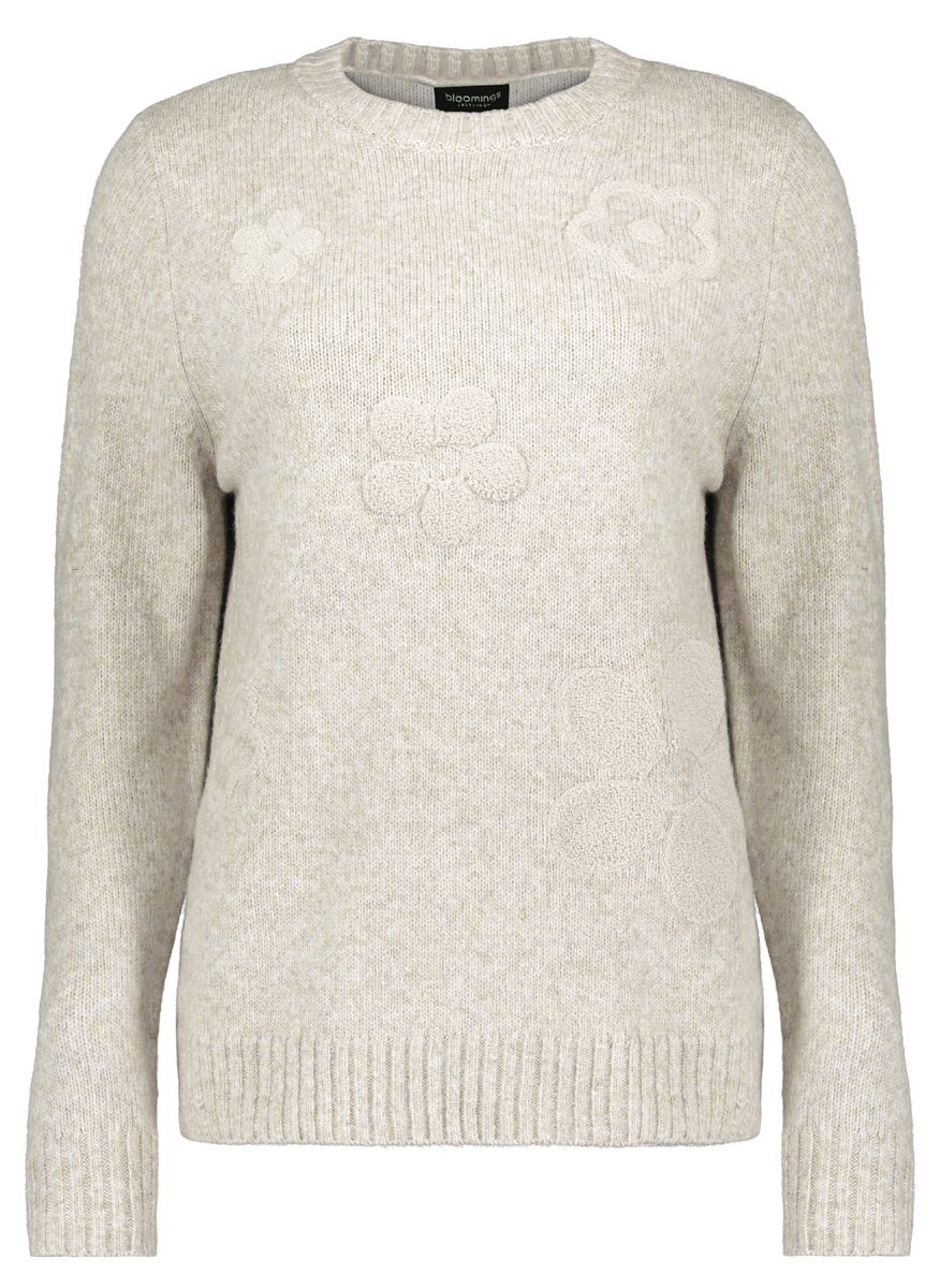 Bloomings Crew neck pullover w/ flower pattern Moon mel SLK416-9087
