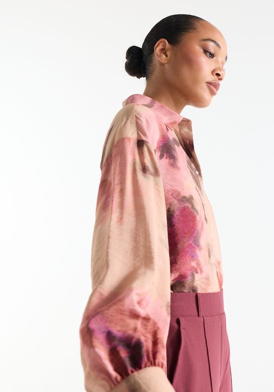 Jansen Amsterdam JUNA BLOUSE mcf 720 long puff sleeve 000333 - multi rose JUNA W