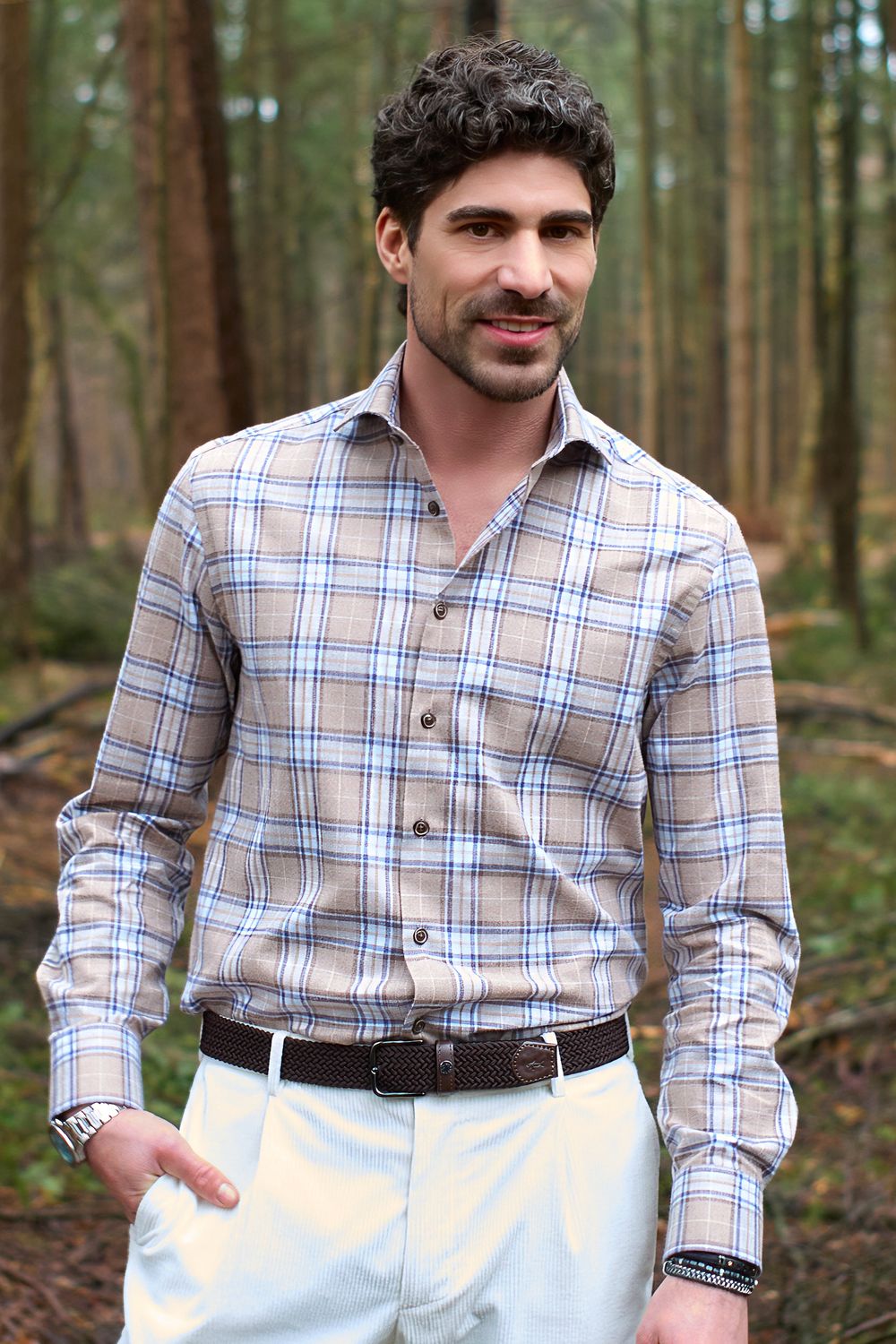 Ledub Shirts Check:Overhemd Lichtbruin 630 0143570