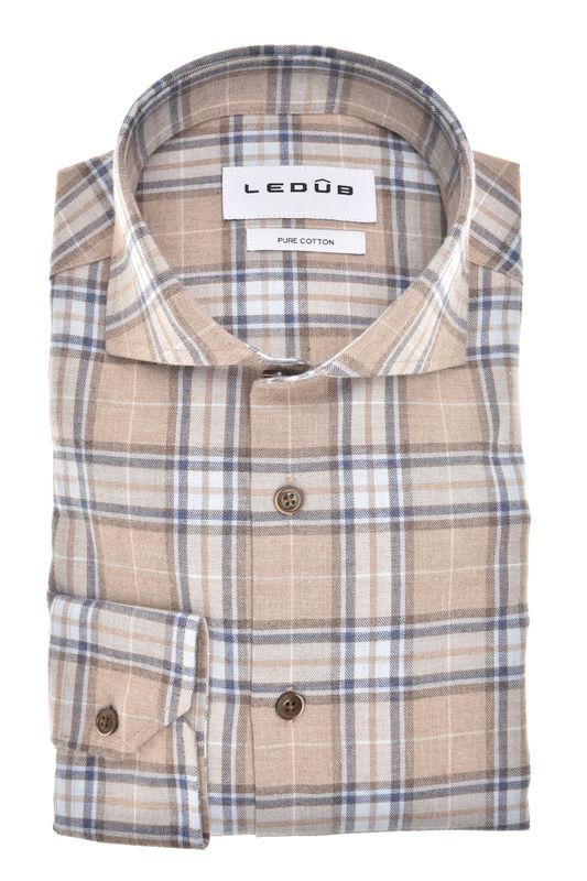 Ledub Shirts Check:Overhemd Lichtbruin 630 0143570