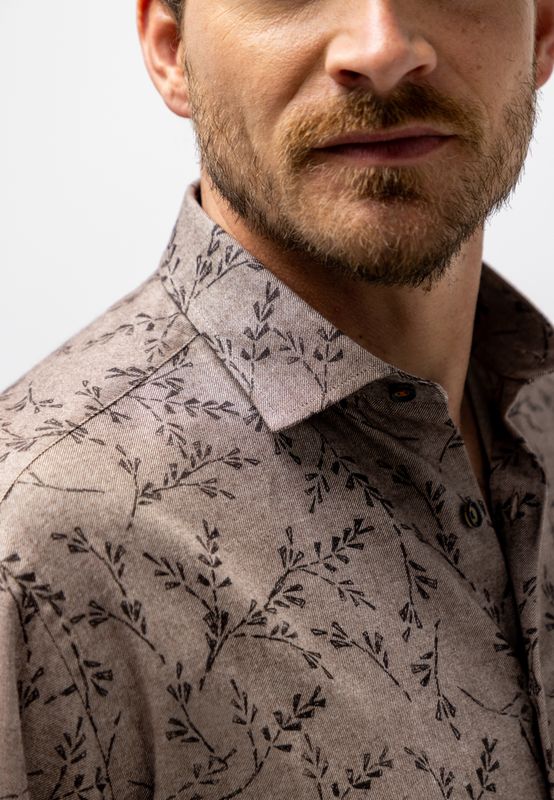 State of Art Shirt LS Print Twill Bruin 21426241