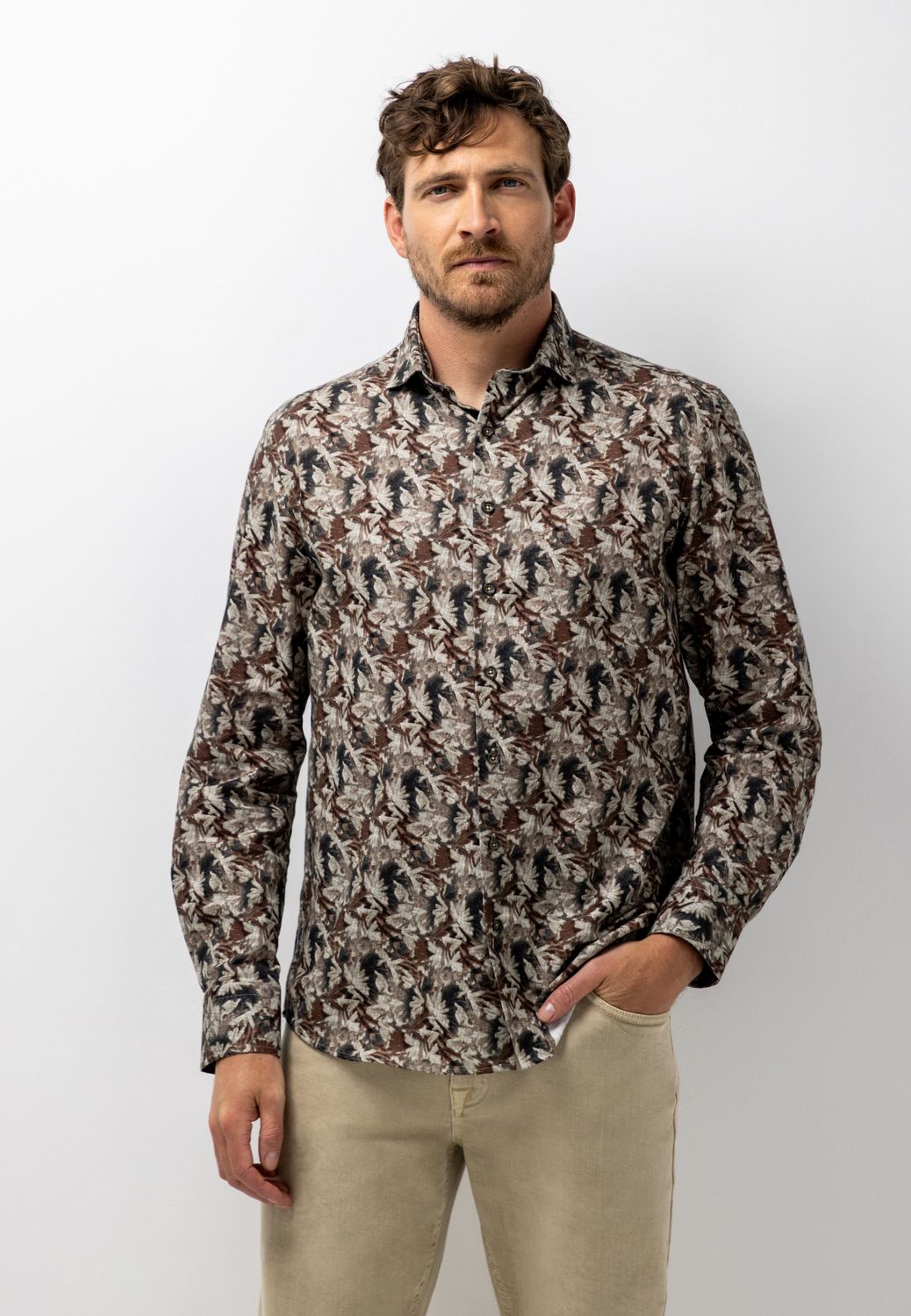State of Art Shirt LS Print Twill oud roze:Grint 21426235
