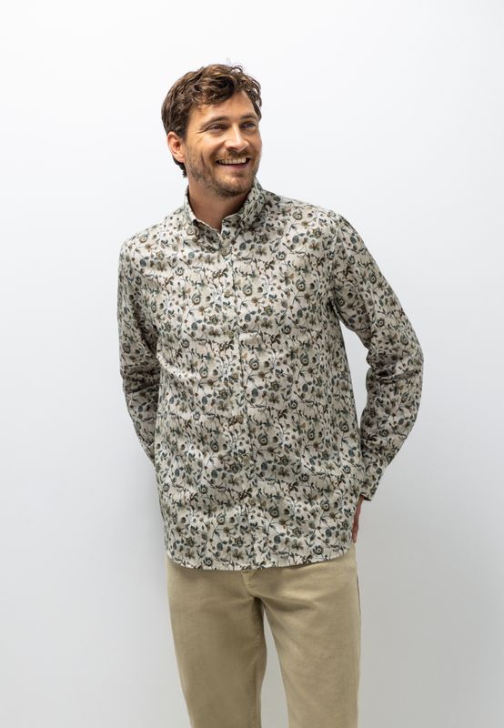 State of Art Shirt LS Print Twill bladgroen:Grint 21426223