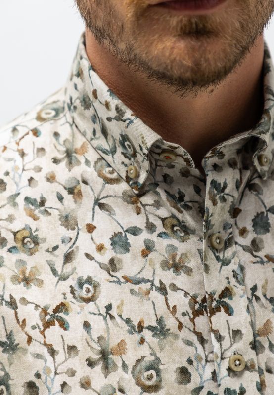 State of Art Shirt LS Print Twill bladgroen:Grint 21426223
