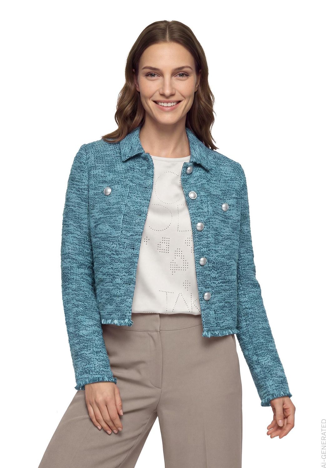 Betty Barclay Blazerjacke Kurz 1/1 Arm Grey/Petrol 44071135