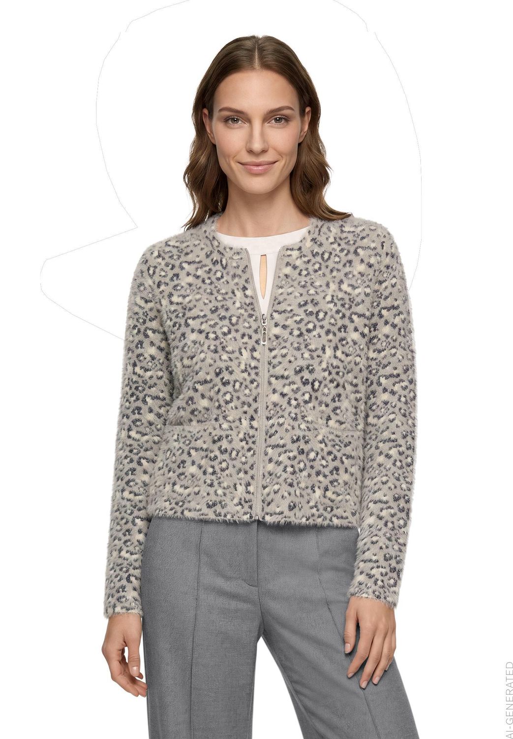 Betty Barclay Strickjacke Kurz 1/1 Arm Grijs 55142056