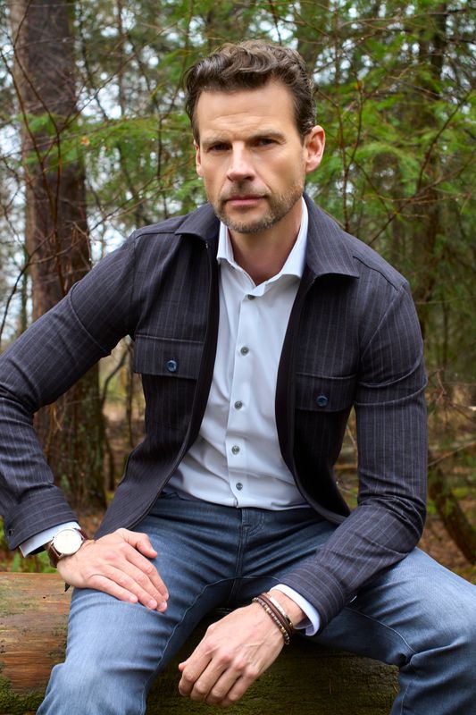 Ledub Shirts Stripe:Overshirt Donkerblauw 190 0143595