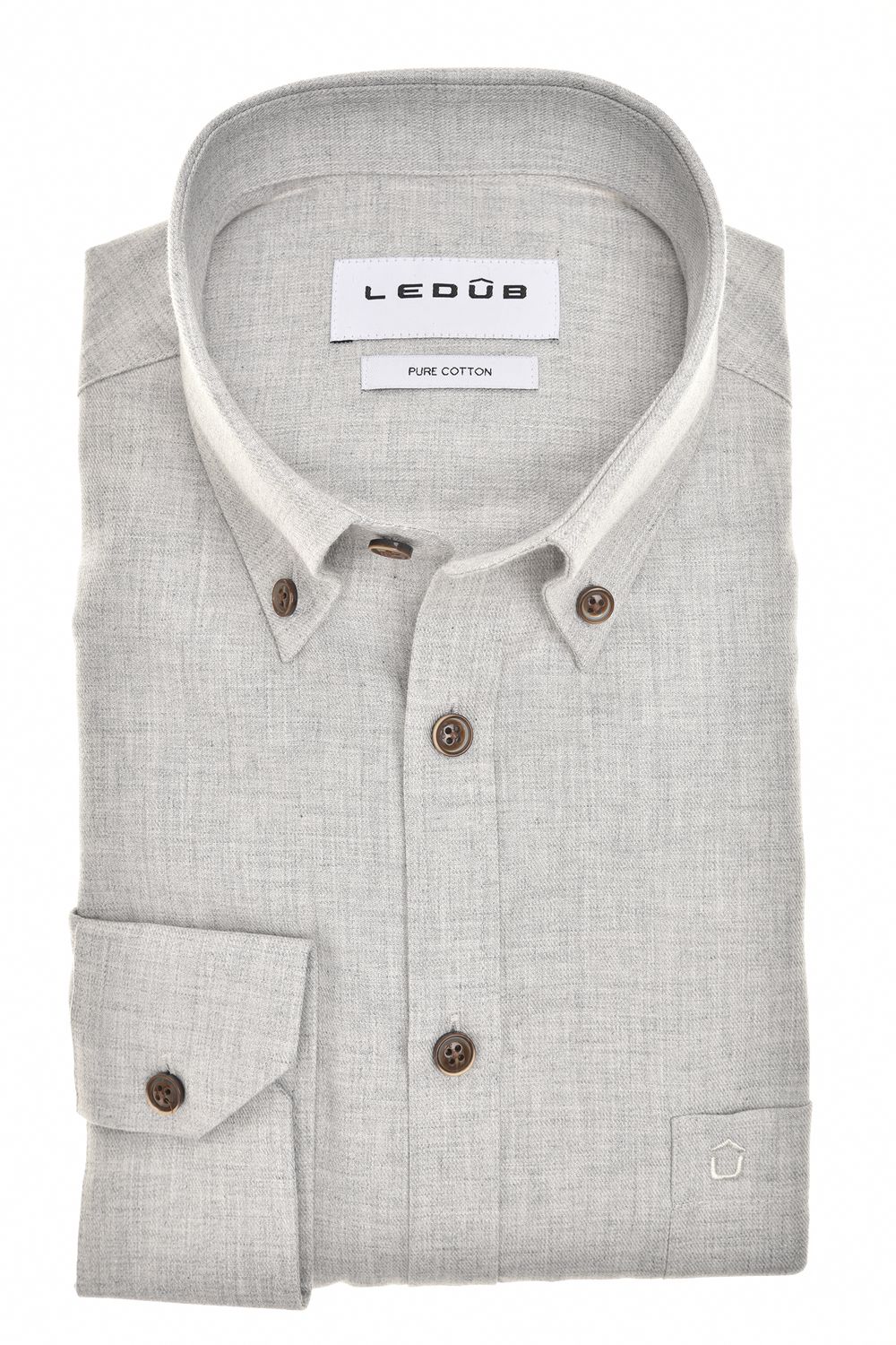 Ledub Shirts Plain:Overhemd Lichtgrijs 230 0143561