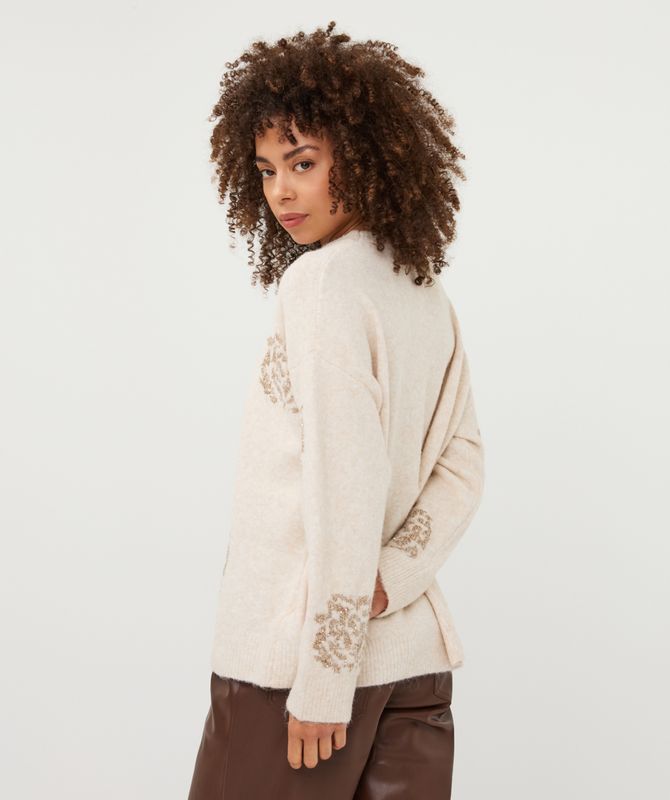 Esqualo Sweater sequin flowers Vanilla W26.18704