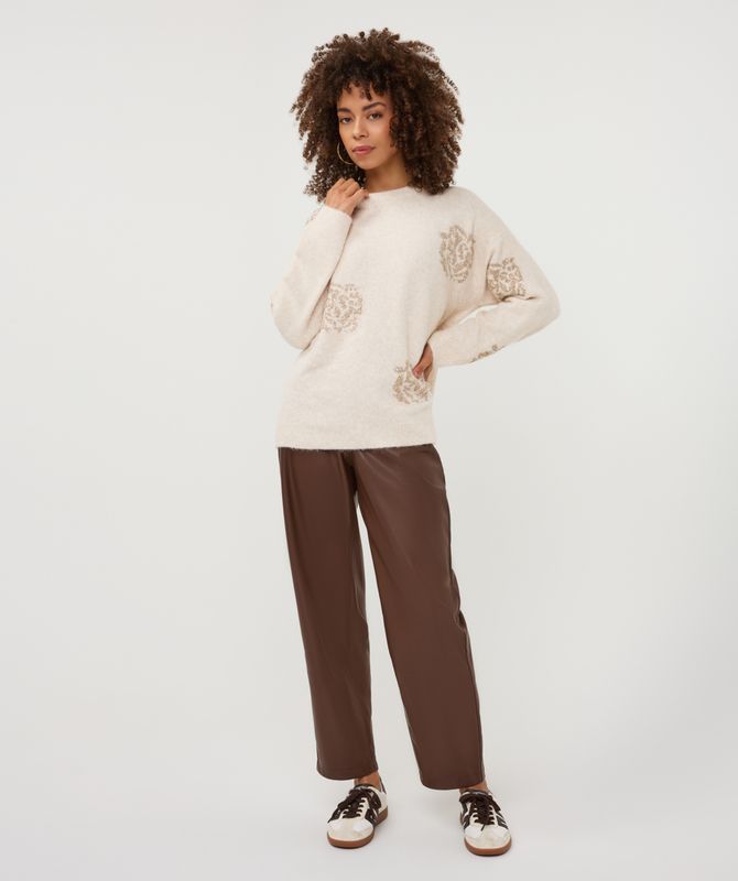 Esqualo Sweater sequin flowers Vanilla W26.18704