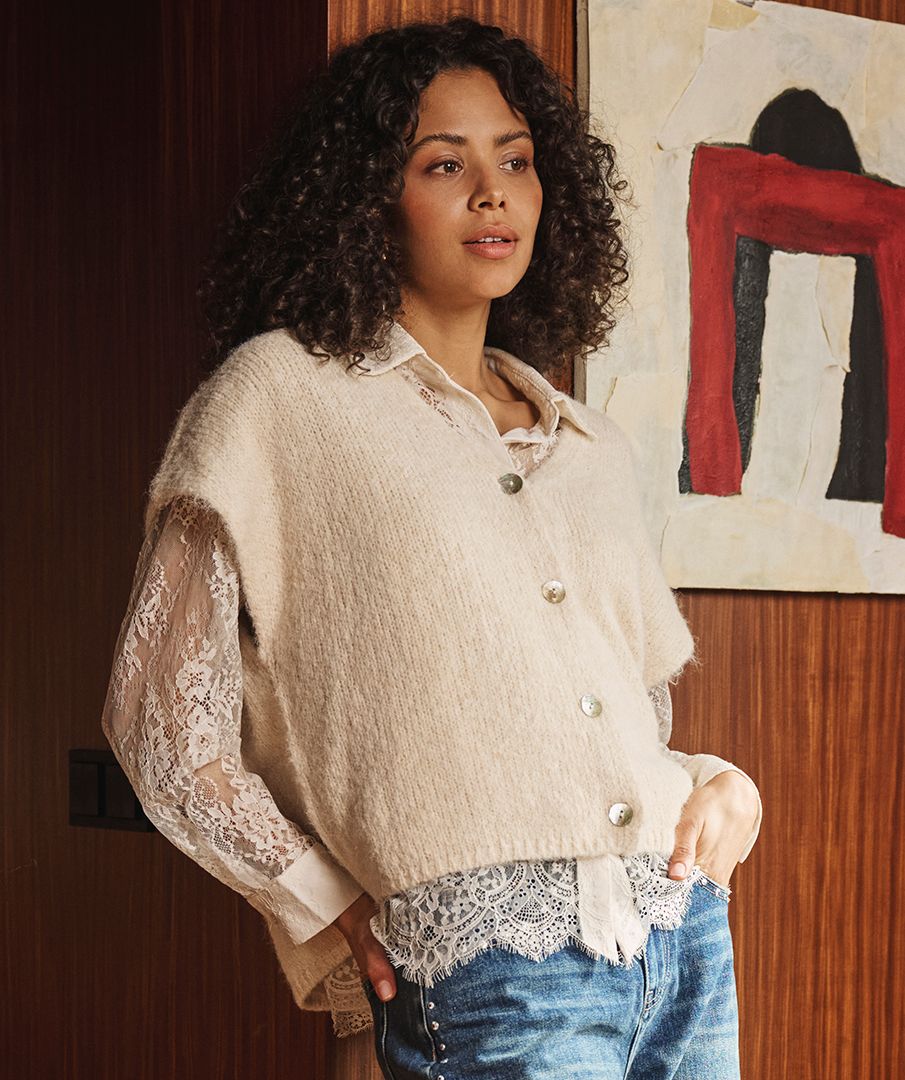 Esqualo Cardigan slv/lss knit Vanilla W26.03702