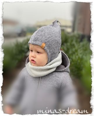 Wollwalk Mütze, Zwergenmütze, Pixiemütze gefüttert