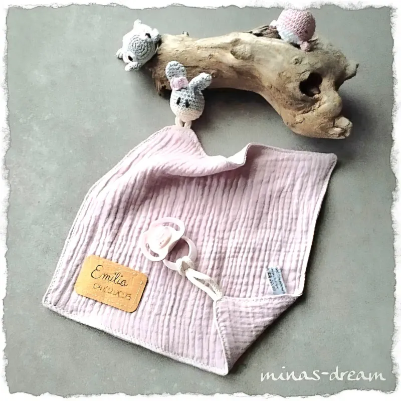 Schnuffeltuch, Schnullertuch, Schmusetuch AMIGU, personalisiert mit Namen