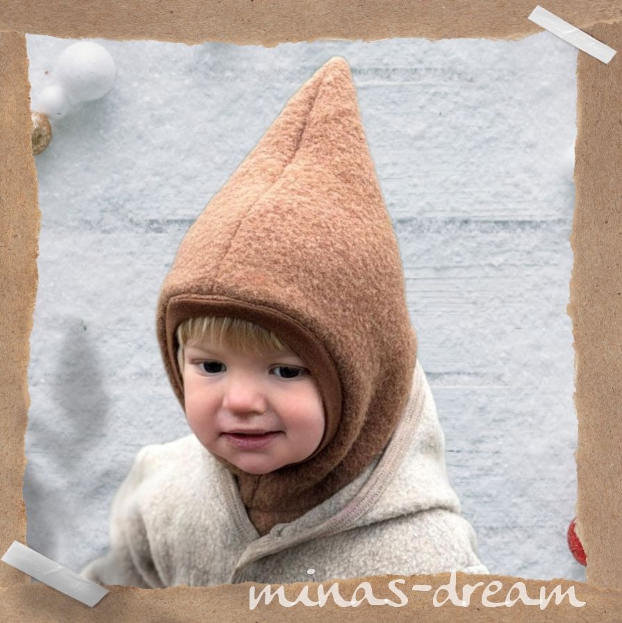 NEU ❤️ Merino-Schlupfmütze, Merino-Wollfleecemütze, Zipfelmütze, Zwergenmütze "Leo"