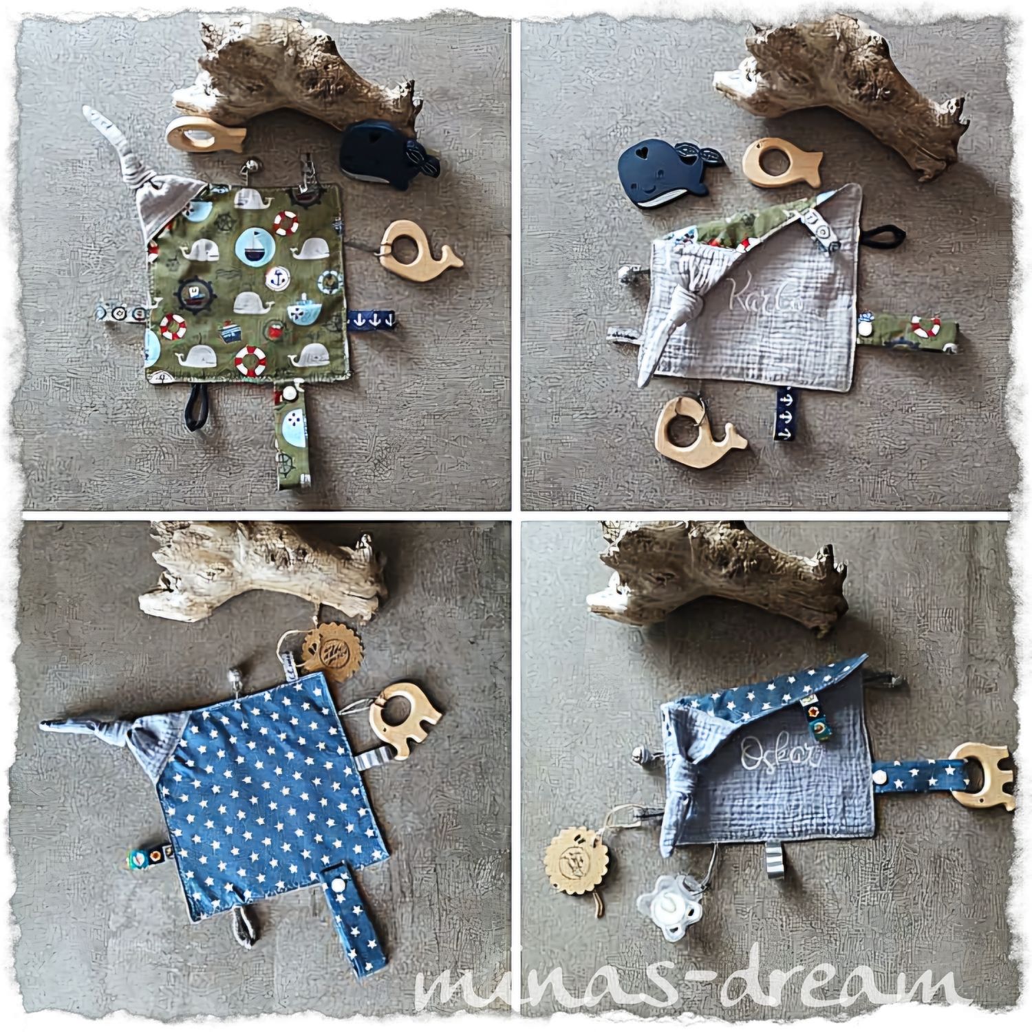 Sensoknistertuch, Fühltuch, Knistertuch personalisierbar mit Namen KNUBBEL