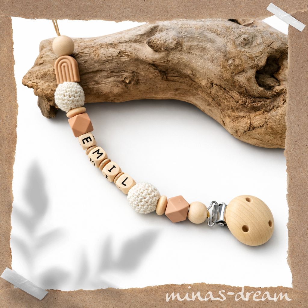 Personalisierte Schnullerkette, Beißkette NATURA