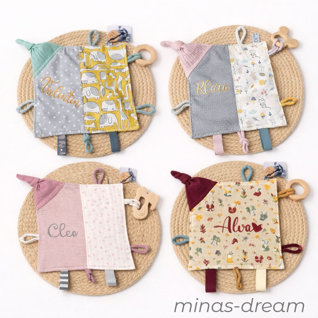 ,Sensoknistertuch mit Namen | Knistertuch personalisierbar | Fühl- & Motorikspielzeug für Babys | Geschenk zur Geburt CLASSIC | BESTSELLER Knistertuch für Babys zum Bespielen fördert die sensorische-, motorische- und geistige Entwicklung, ideales Geburtsgeschenk