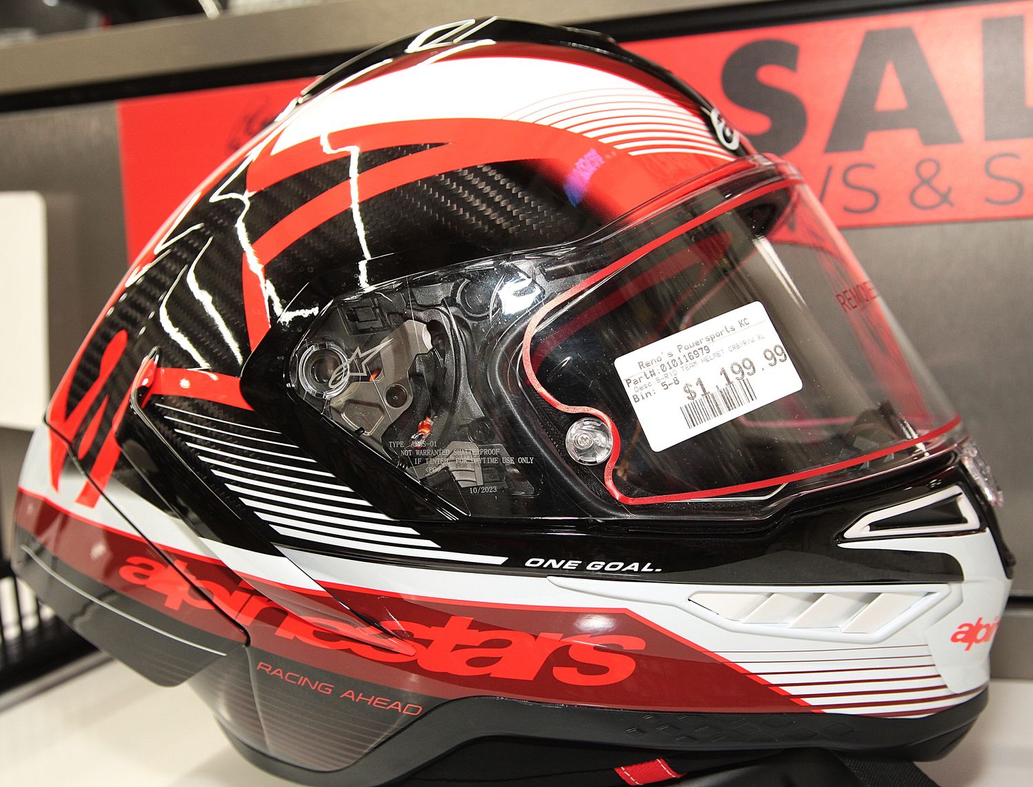 Alpinestars Supertech R10 Team Helmet -Black/Carbon Red/White Glossy (XL)