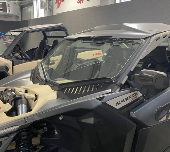 Can Am X3 Vented Windshield Black on Legion Red Vents/No Air Scoops