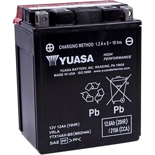 YTX14AH-BS BATTERY YUASA MNT FREE.69 LITER YTX14AH-BS BATTERY YUASA MNT FREE.69 LITER