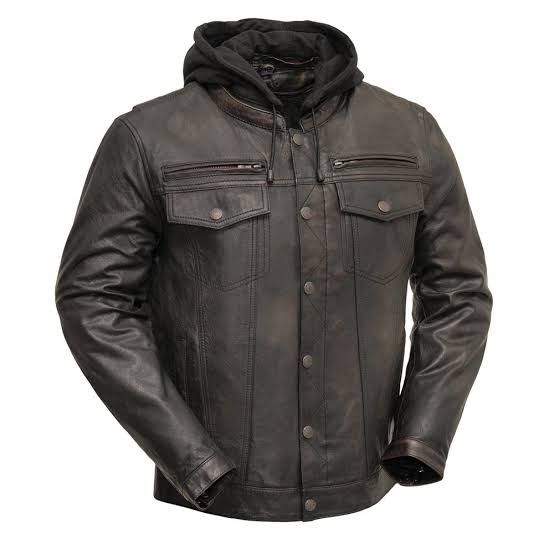 JACKET - Vendetta Men's Motorcycle Leather - BLACK OLIVE - M JACKET - Vendetta Men's Motorcycle Leather - BLACK OLIVE - M