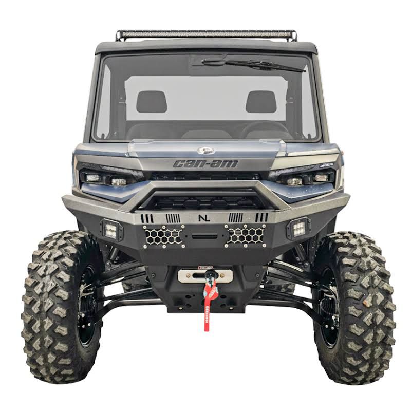 FRONT BUMPER with LED PODS AND WINCH PLATE - DEFENDER HD11 - BLACK FRONT BUMPER with LED PODS AND WINCH PLATE - DEFENDER HD11 - BLACK