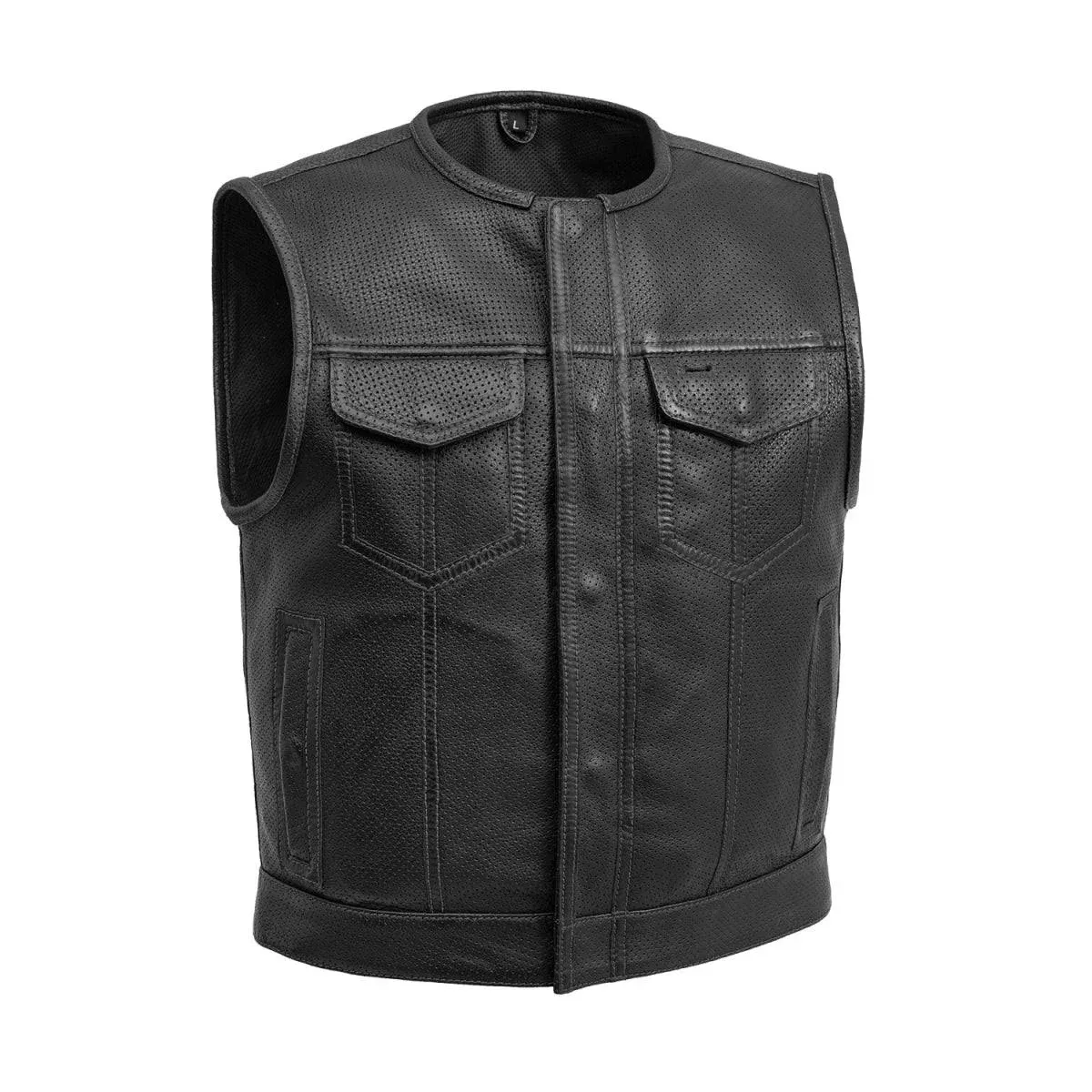 VEST - Lowside Men's Motorcycle Leather - BLACK - XL VEST - Lowside Men's Motorcycle Leather - BLACK - XL