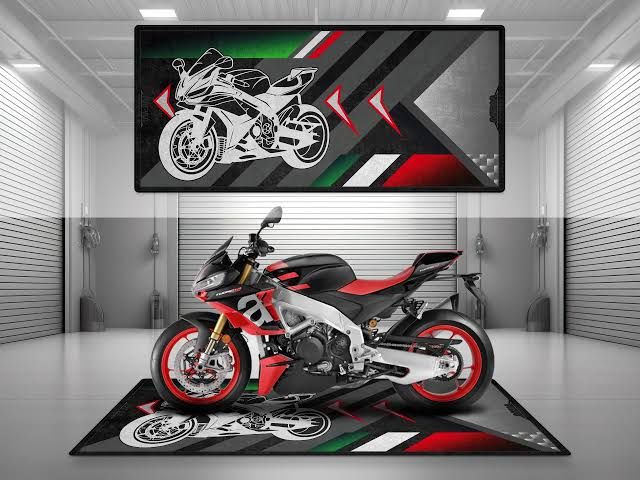 Motorcycle Mat for Aprilia RSV4 - RACING BLACK / STANDARD / SMALL Motorcycle Mat for Aprilia RSV4 - RACING BLACK / STANDARD / SMALL