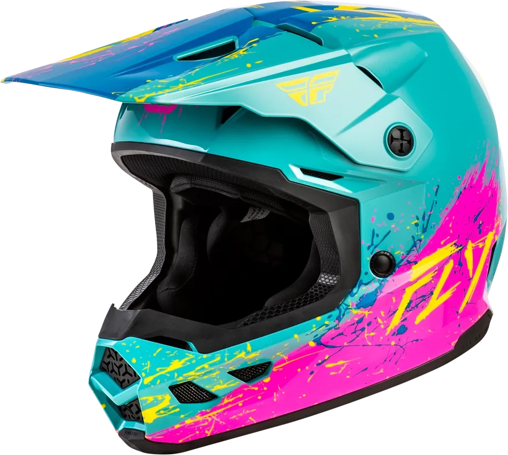 HELMET YOUTH - FLY KINETIC DRIP - TURQUOISE/PINK/YELLOW - YM