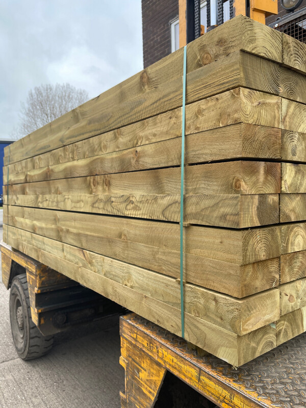 Brand New - 8” X 4” Garden Sleepers 3.0 Metres Green Pressure Treated