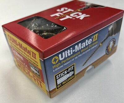 Ulti-mate High Performance Woodscrew PoziSquare Double Csk BZP&Y - (10g) 5mm x 50 (Box Of 200) Stick-fit® Bit Included