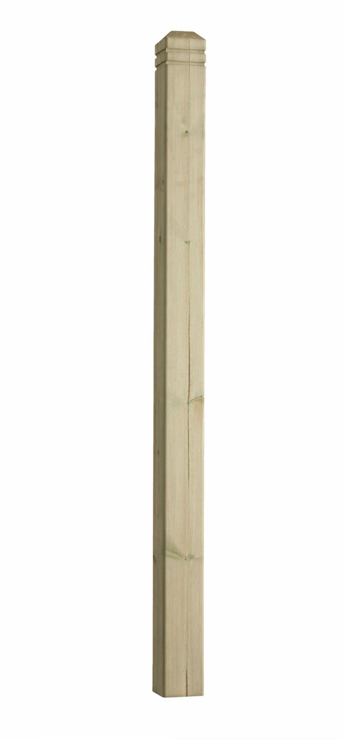 4"x4" Redwood (NOT Treated) Pyramid Topped Newel Post 4ft (2 Day Lead Time)