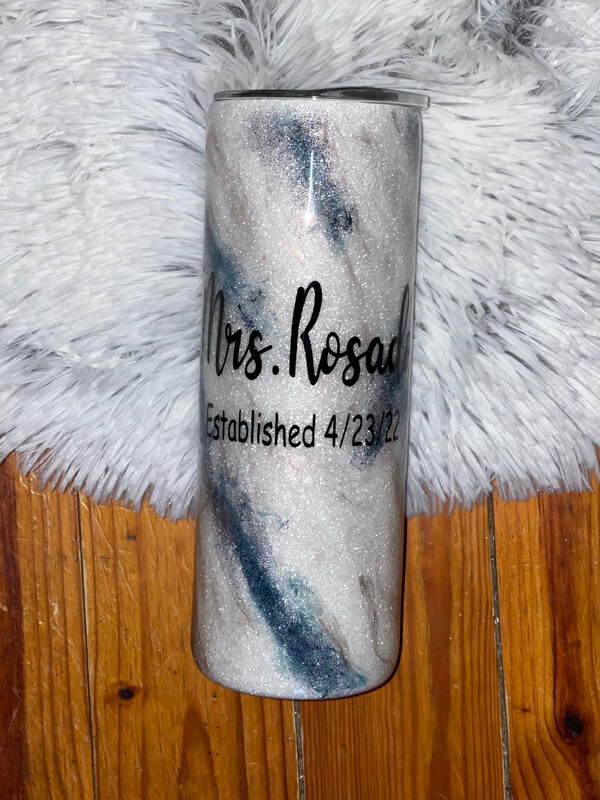 Navy &amp; Rise Gold Marbled