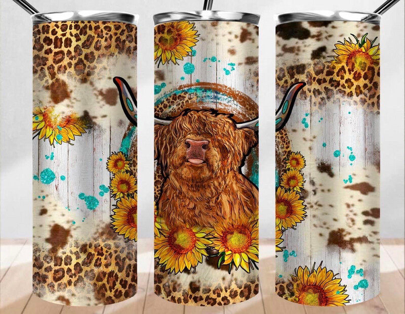 Highland Cow Cheetah Sub Tumbler