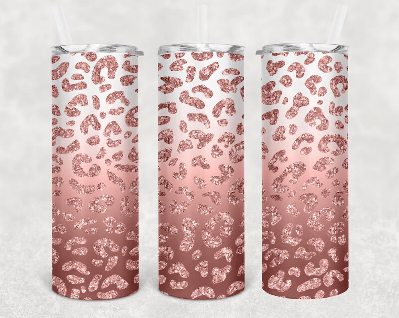 White/pink Cheetah Sub Tumbler