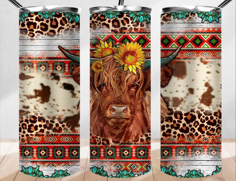 Highland Cow Aztec Sub Tumbler