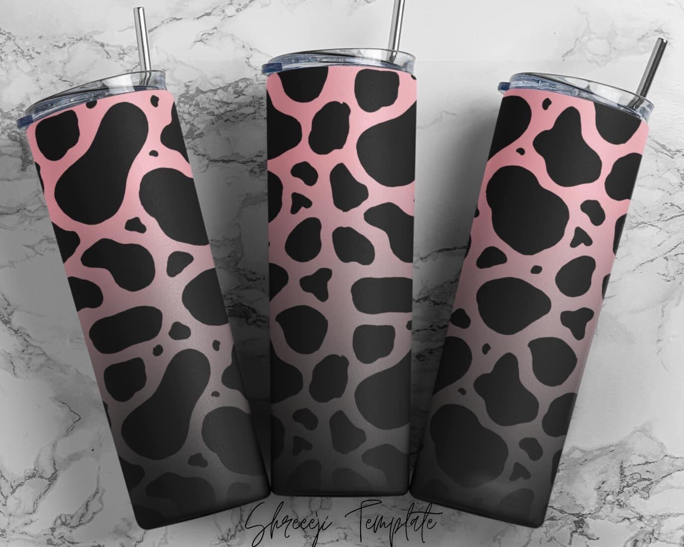 Pink Cow Print Sub Tumbler