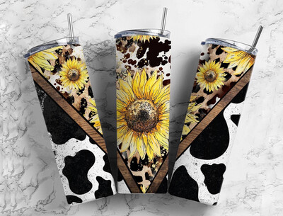 Cow Sunflower V Split Sub Tumbler
