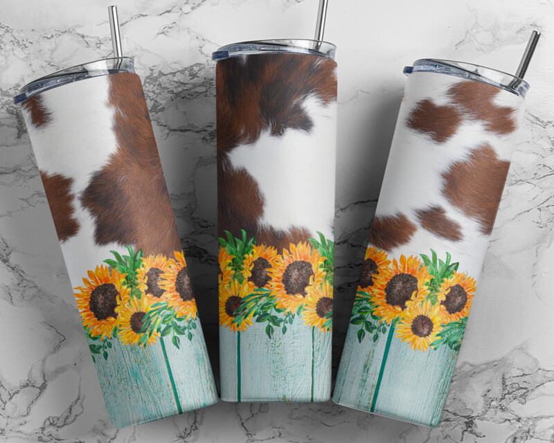 Cowhide/ Sunflower Sub Tumbler