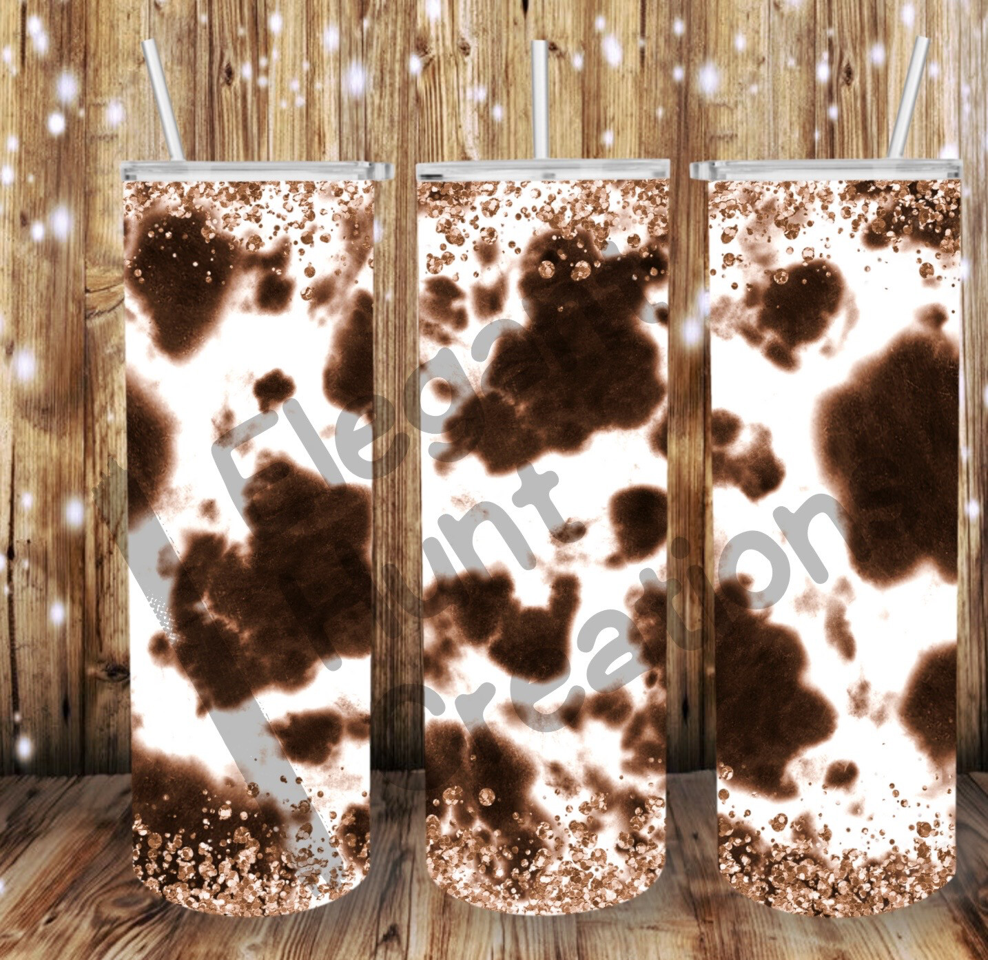 cowhide/glitter Sub Tumbler