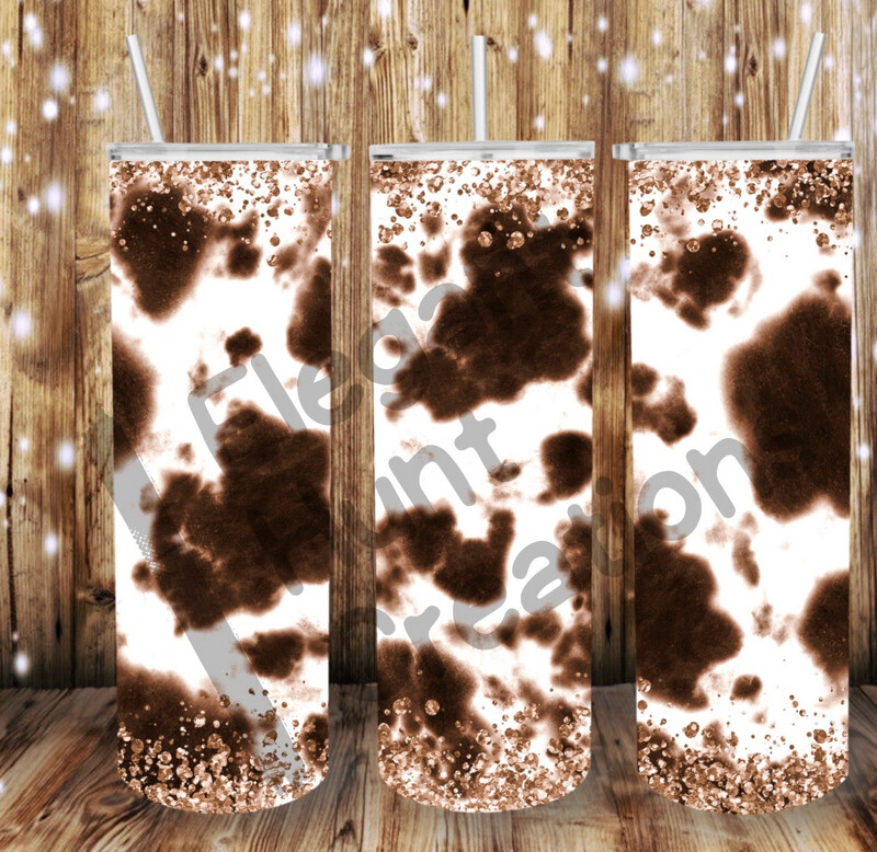 cowhide/glitter Sub Tumbler