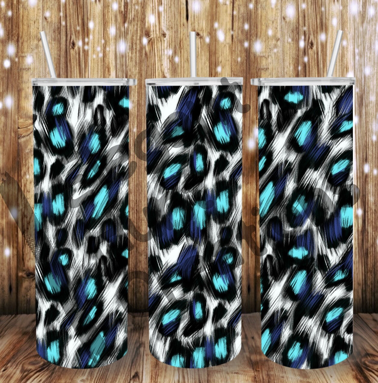 Teal Cheetah Sub Tumbler