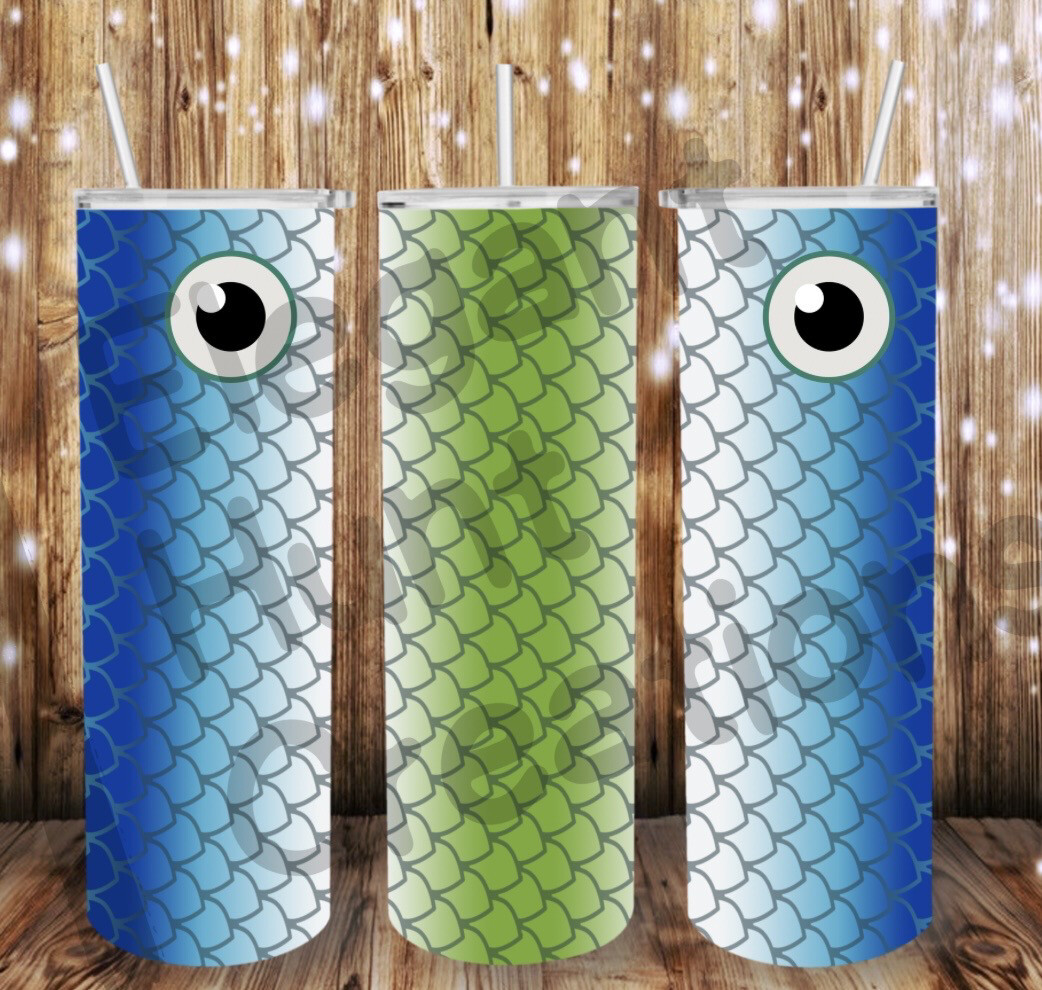 Blue/green White Fish Lure Sub Tumbler