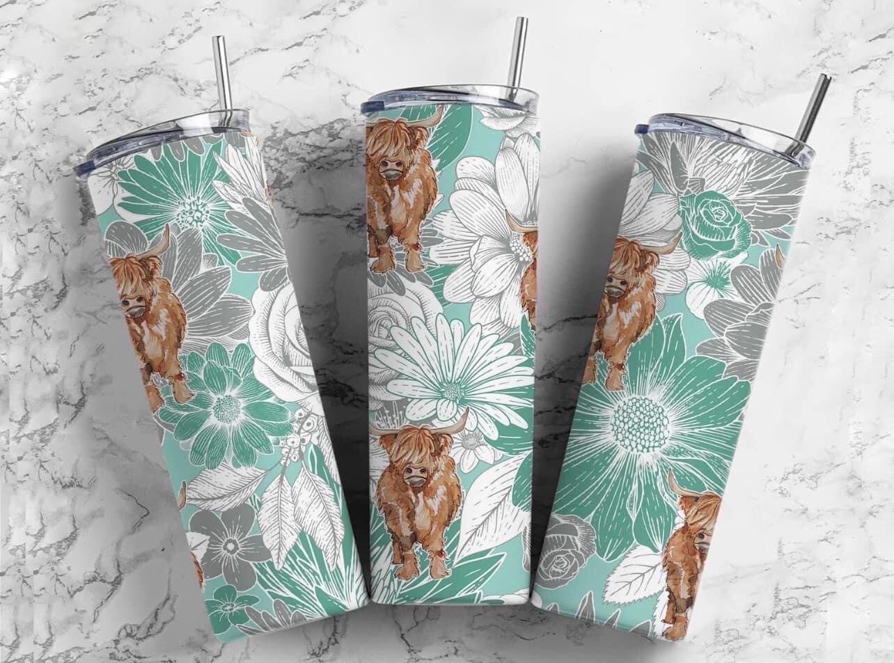 Highland Cow And Daisies Sub Tumbler