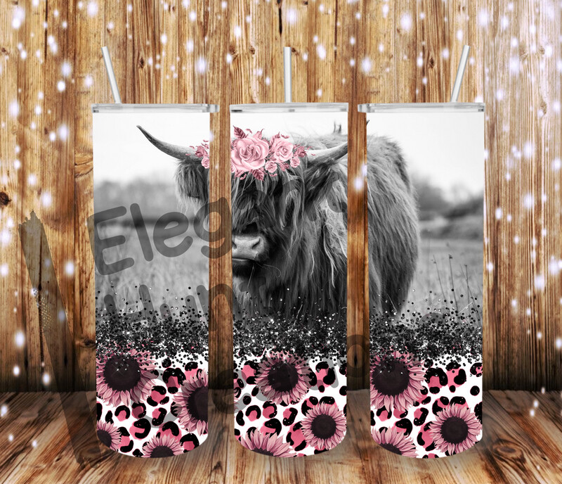 Light Pink Highland Cow Sub Tumbler